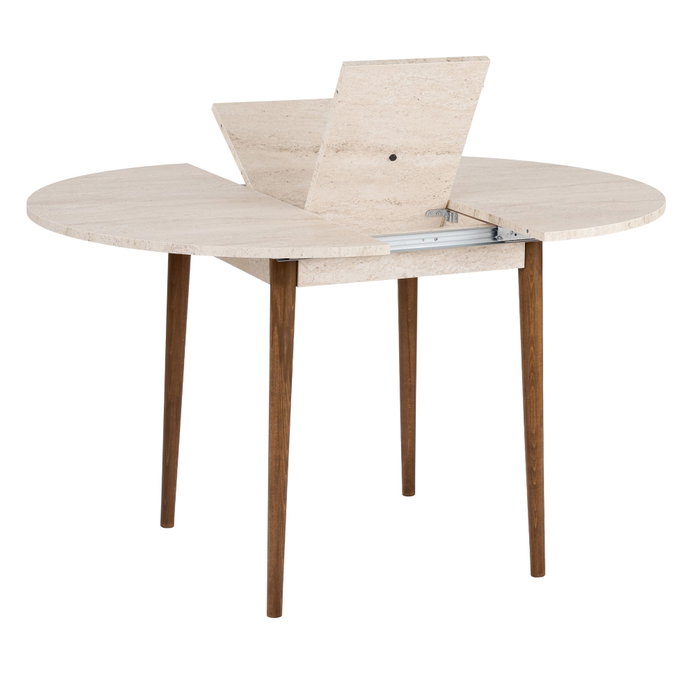 Nordure Mesa de Comedor Extensible Travertino y Nogal
